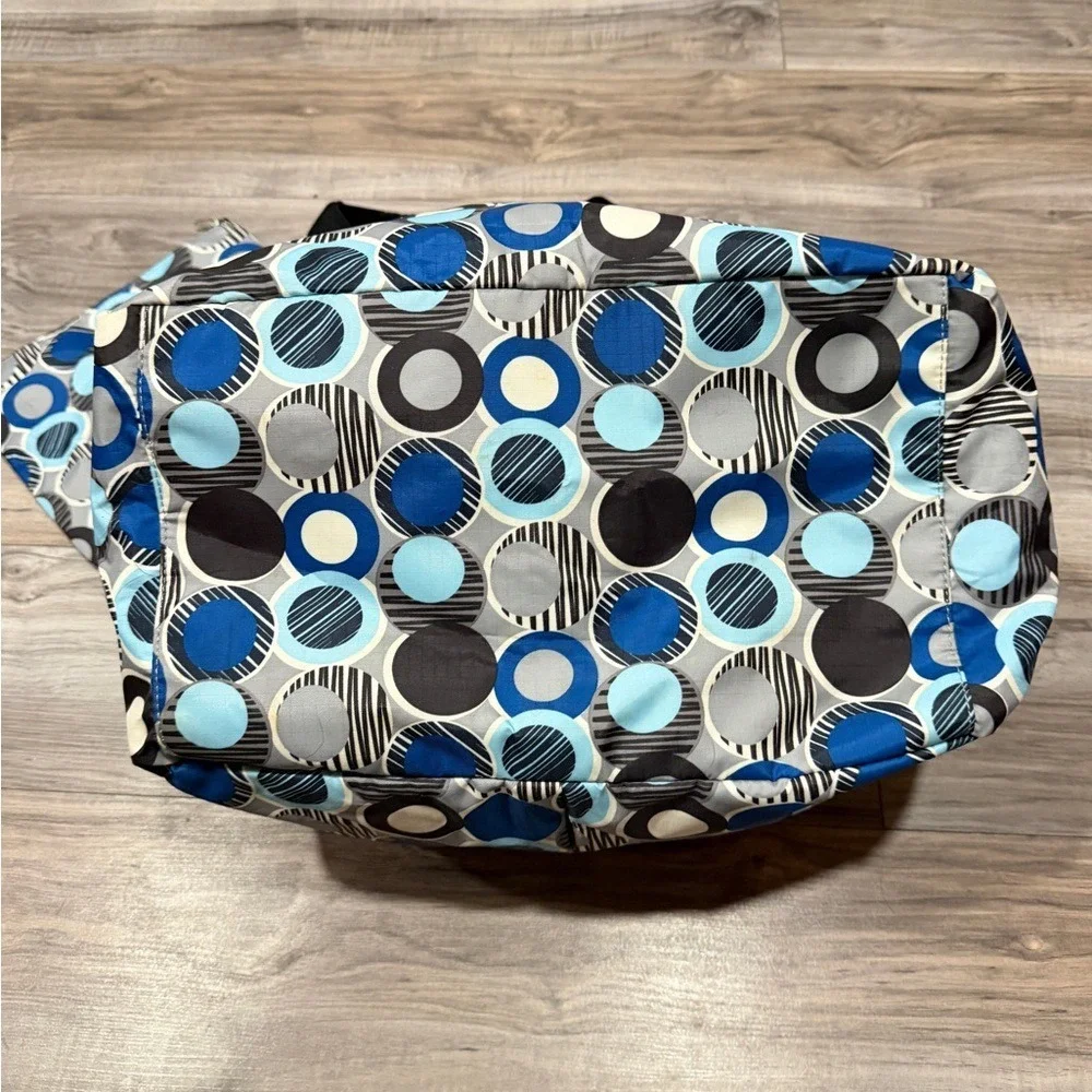 Brighton Lock It Super Tote Travel Bag Blue Geometric Weekender + Pouch Carryon - Picture 4 of 10